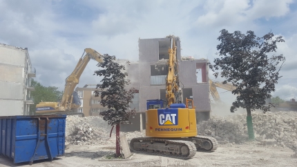 chantier coeur de ville bulldozer